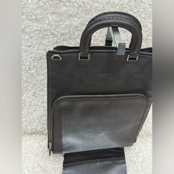 Prada Aged Saffiano Leather Vertical Briefcase Bag - Picture 2 of 16